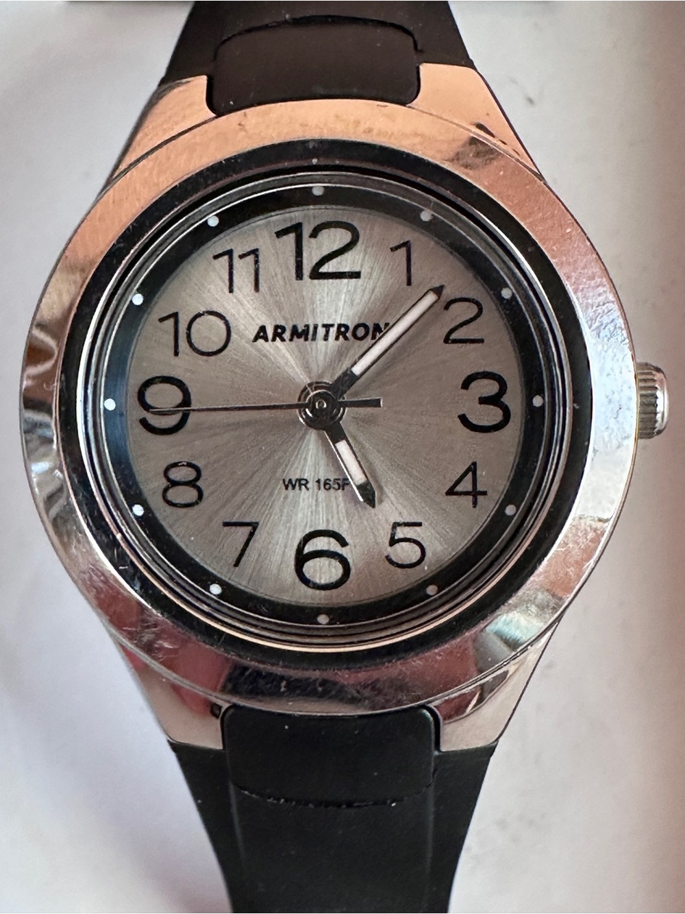 Armitron Silver Dial Black Strap Everyday Watch